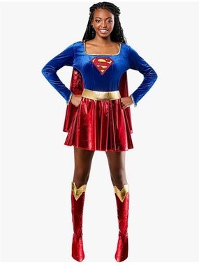 Supergirl Costume Adult DC Comics Cape Dress Boot Tops Licensed